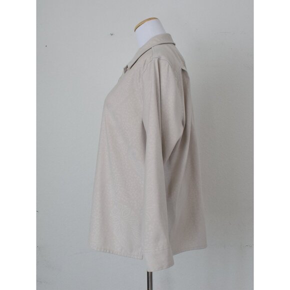 Vintage 90s Beige Floral Shirt Long Sleeves - Picture 2 of 10